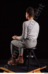 Whole Body Woman Black Sweatshirt Trousers Average Sitting Studio photo references